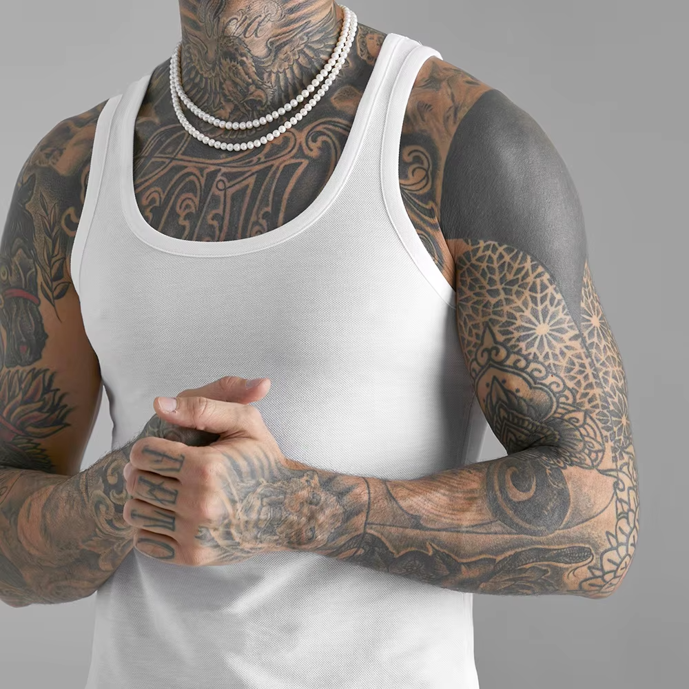 Customization Men's Tank Top Compression Athletic Clothing Fitted Gym Stringer Fitness Running Tight Men Ribbed Tank Top