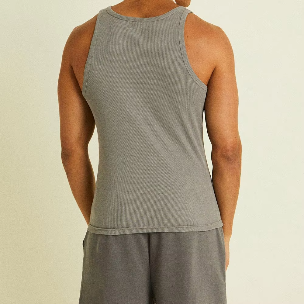 Customization Men's Tank Top Compression Athletic Clothing Fitted Gym Stringer Fitness Running Tight Men Ribbed Tank Top