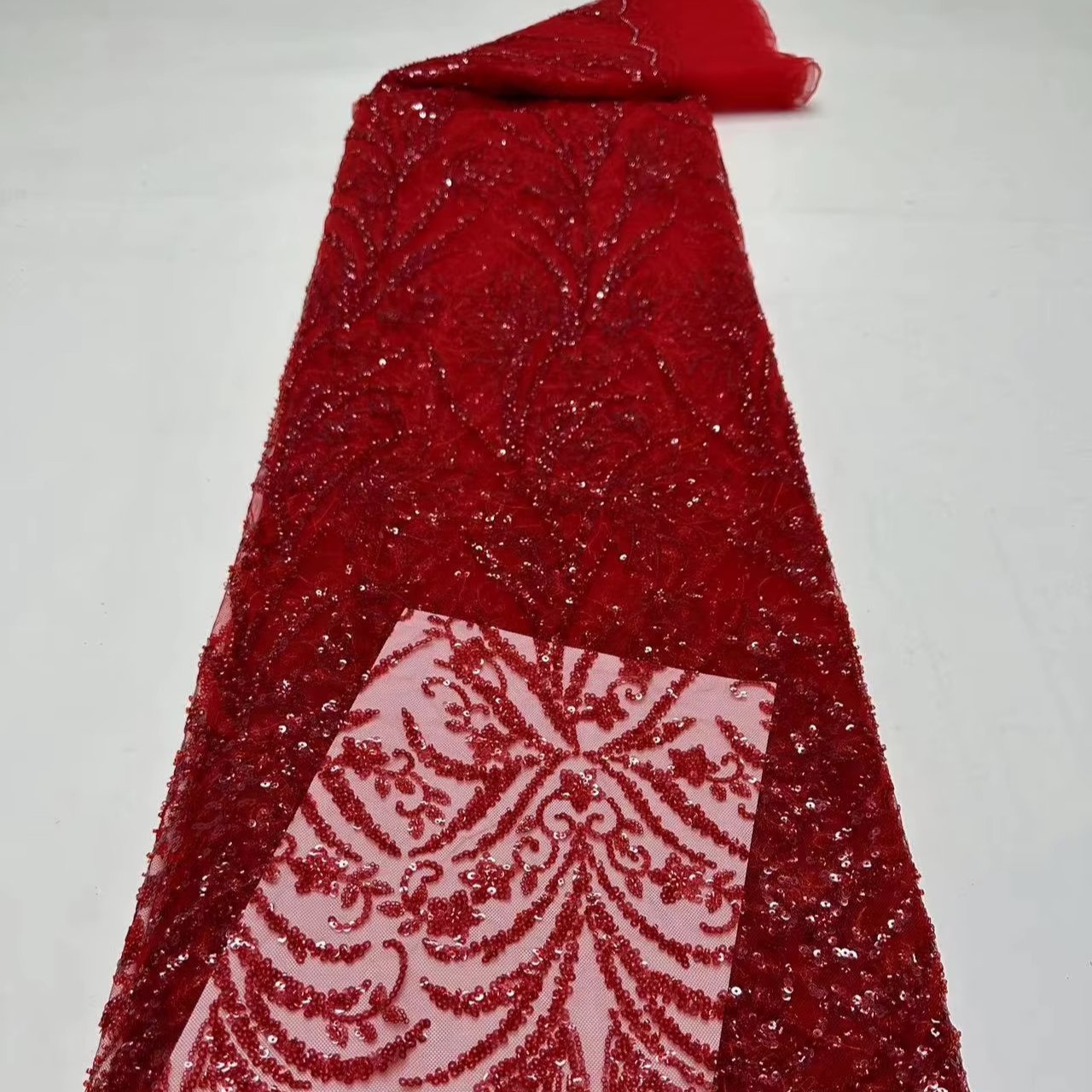 Lace Tela de vestido de cuentas Embroidery Organic Woven Mesh for Wedding Accessories Textiles Toys-Stretch Feature Bead fabric
