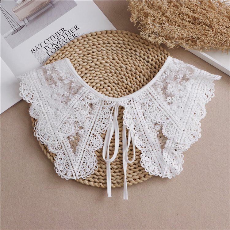 TAPA-8D046 White lace flower shawl half shirt women detachable false collar