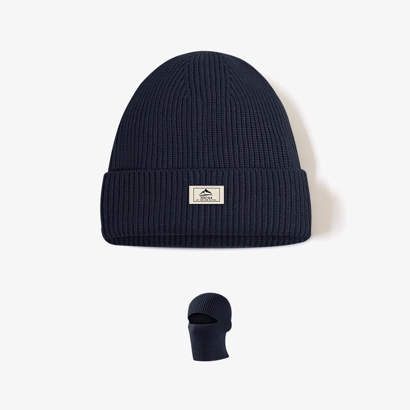 High Quality Trendy Cool Streetwear Ribbed Blank Warm Winter Caps Hats Balaclava Mask Knitted Beanie Hat With Custom Logo