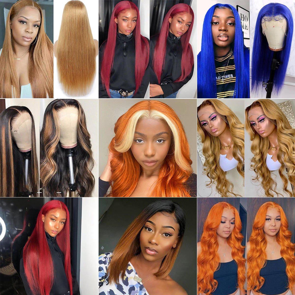Ombre Color Glueless HD Full Lace Frontal Human Hair Wigs PrePlucked Brazilian Highlight Color Lace Front Wigs
