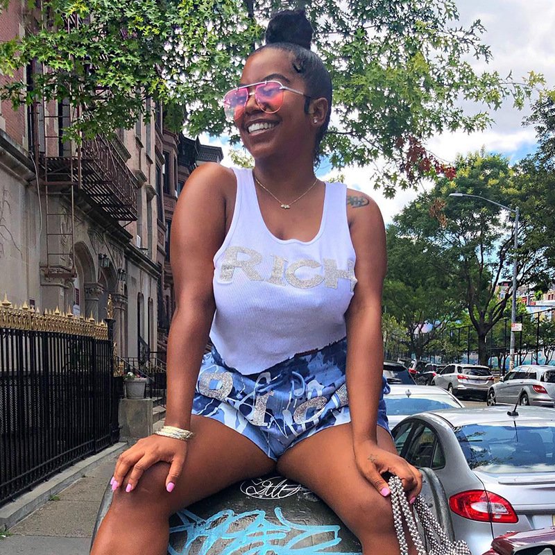 Think 2023 New Summer Ladies Sleeveless Vest Streetwear Ribbed Crop Top Hot Drilling Design Women's Tank Top