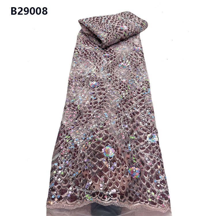 CHOCOO Latest African Lace Fabric Wedding Dress With Sequins French Tulle Beads Embroidery Lace Fabric