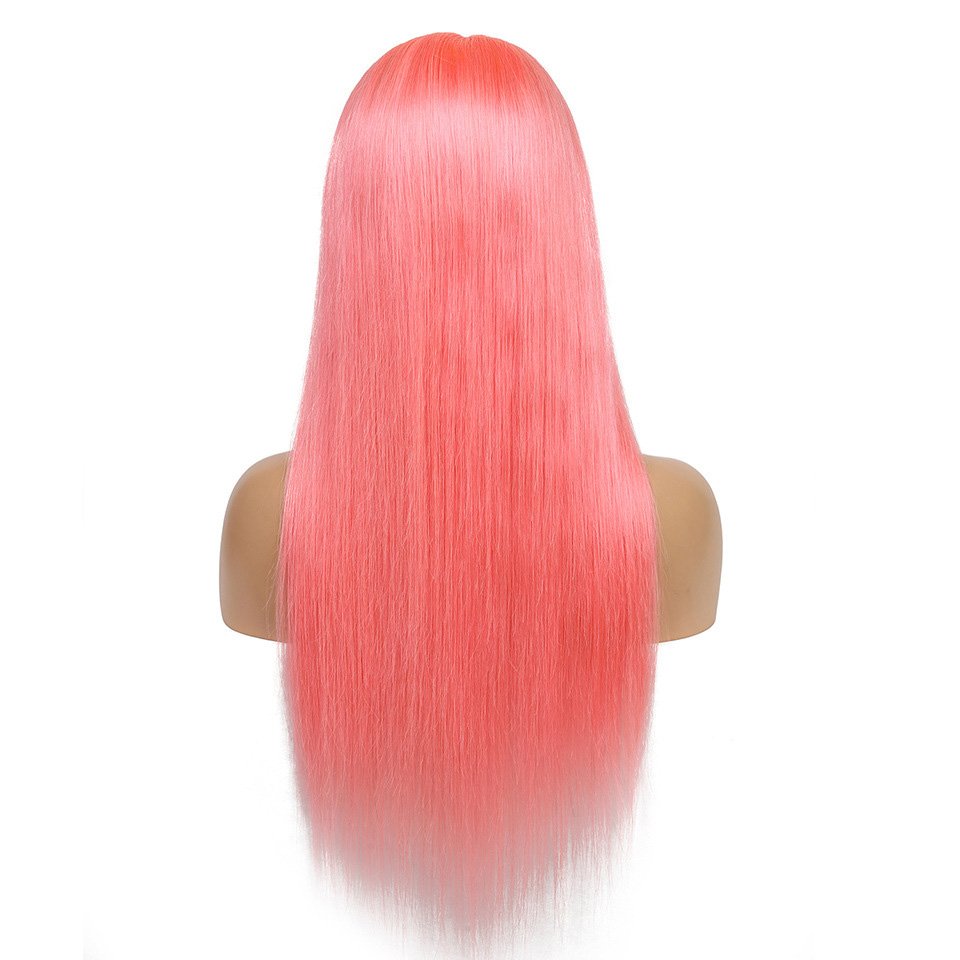 ZSF Human Hair Wig Wholesale Pink Color Silky Straight 13*4 Lace Frontal Wig Brazilian Unprocessed Virgin Hair For Black Women