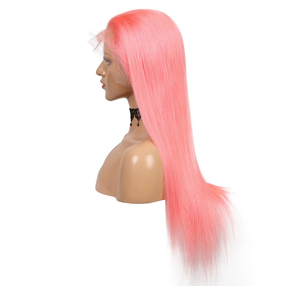 ZSF Human Hair Wig Wholesale Pink Color Silky Straight 13*4 Lace Frontal Wig Brazilian Unprocessed Virgin Hair For Black Women