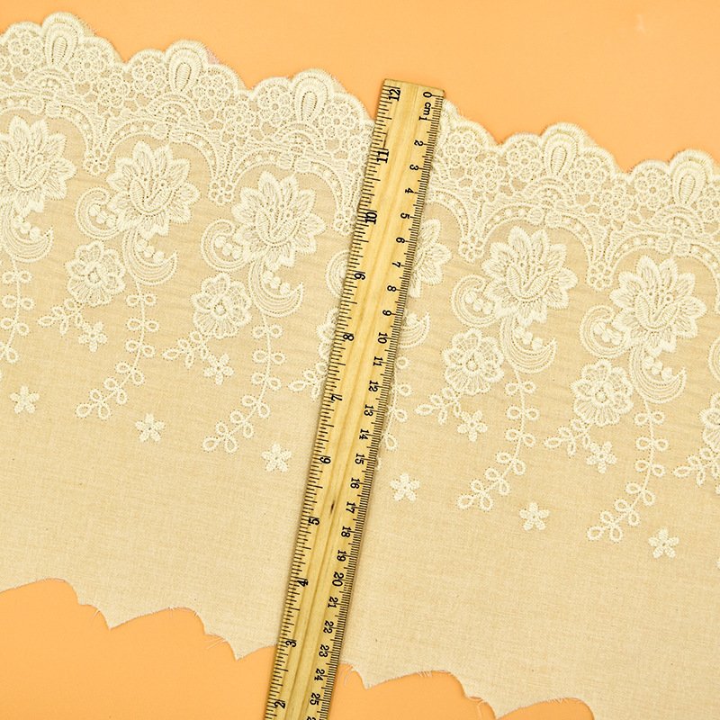 Wholesale High Quality 23CM Wide Cotton Table Cloth Safa Lace Embroidery Fabric Lace For Garment