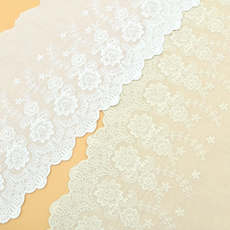 Wholesale High Quality 23CM Wide Cotton Table Cloth Safa Lace Embroidery Fabric Lace For Garment