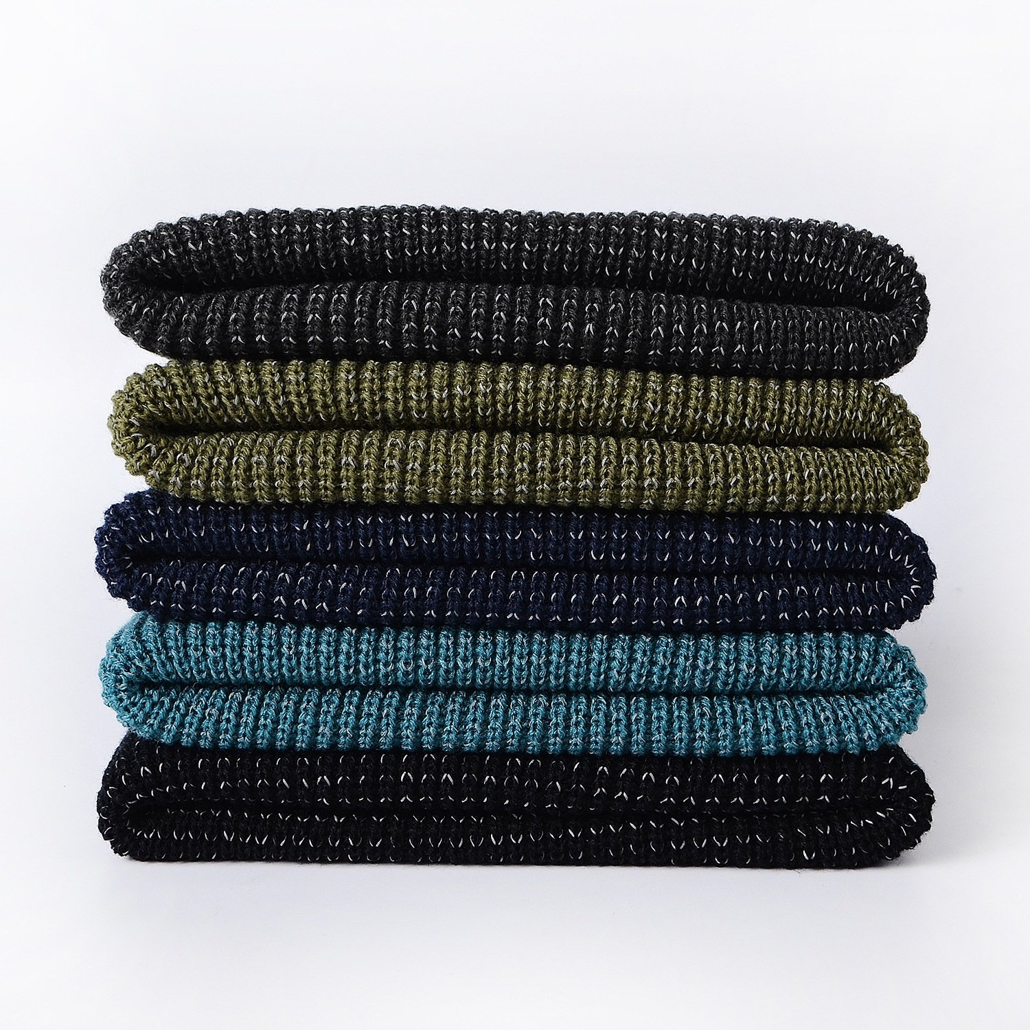 Wholesale Warm 100% Acrylic Unisex Skull Cap Custom Logo Winter Hat Reflective Ribbed Knit Cap