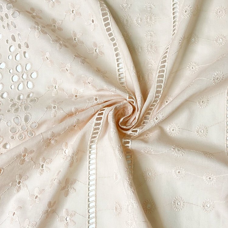 Harvest 100% organic cotton voile eyelet floral stripe embroidery lace fabric for women and girls eyelet fabric