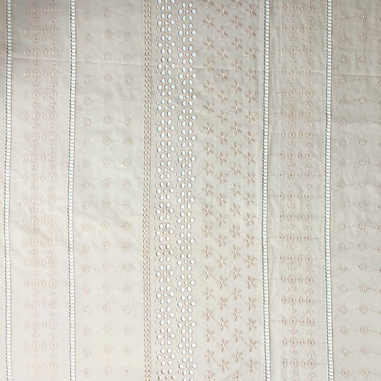 Harvest 100% organic cotton voile eyelet floral stripe embroidery lace fabric for women and girls eyelet fabric