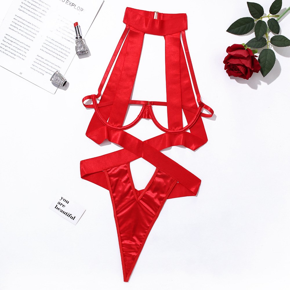 Erotic Women Bodysuits Lingerie Sexy Fashion Sleepwear Hollow Combination Catsuits Slim Intimate Erotic Mesh Strappy Rompers