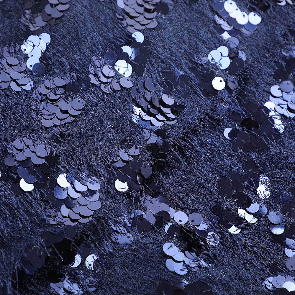 ARCHSTELLA Mermaid Navy blue sequins on Stretch Fabric with fringe for shiny evening dress