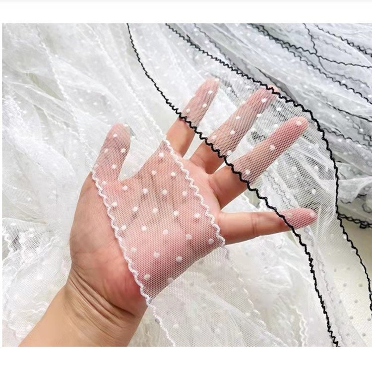 5.5 cm wide white wave dot lace bow strap yarn ribbon straight for decorative