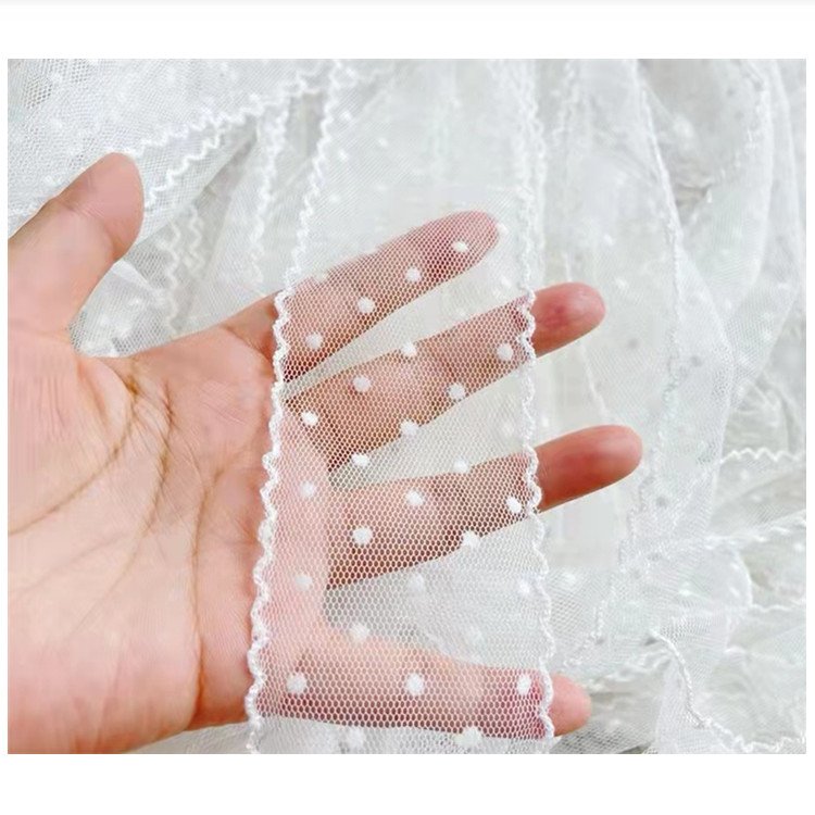 5.5 cm wide white wave dot lace bow strap yarn ribbon straight for decorative