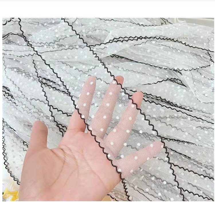5.5 cm wide white wave dot lace bow strap yarn ribbon straight for decorative