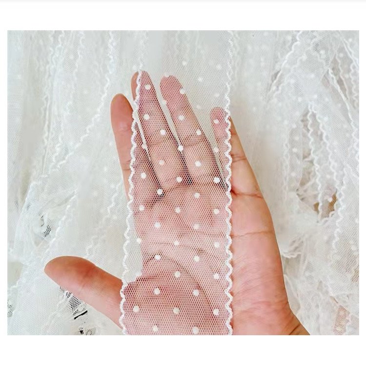 5.5 cm wide white wave dot lace bow strap yarn ribbon straight for decorative