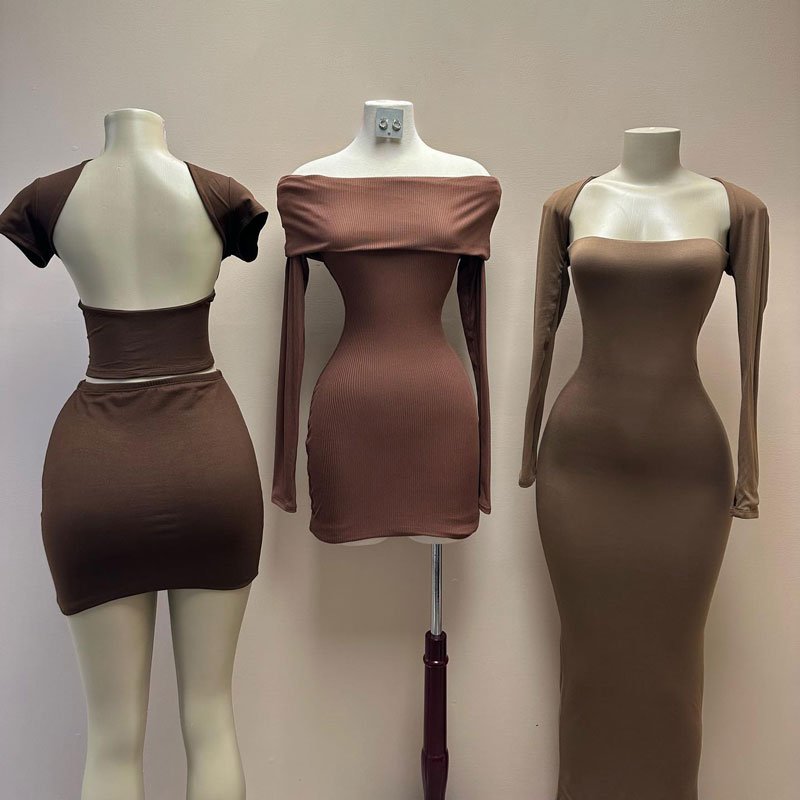 Huili Manufacturer Backless Two Piece Set Body Midi Dress Sets Women Off Shoulder Crop Tops And Long Skirts Suits Outfits