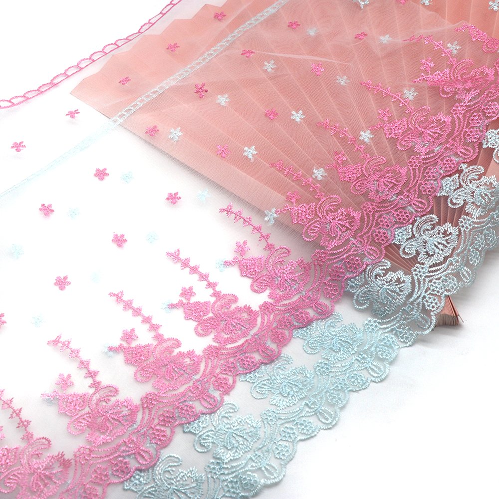 New Design 33CM Width Embroidery Flower Dress Decorative Polyester Spandex Fabric Allure Bridal Lace Trim