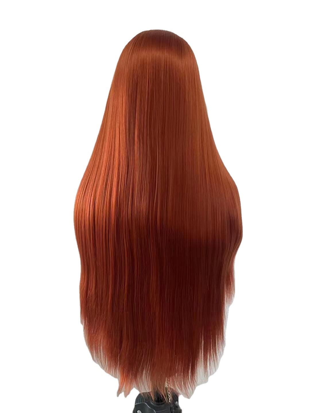 Long Straight Heat Resistant Fiber with Swiss 13x4 Lace Synthetic Lace Front Wigs For Women
