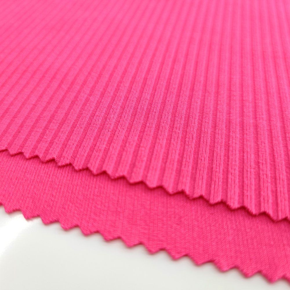 RTS In Stock Line Texture 92% Polyester 8% Spandex Solid Color Elastic Stretch Knit Rib Fabric For Cloth