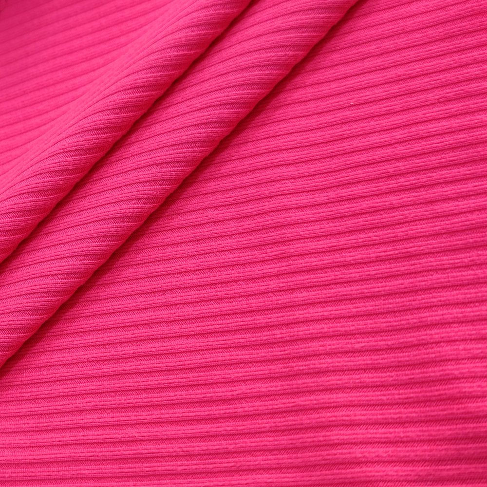 RTS In Stock Line Texture 92% Polyester 8% Spandex Solid Color Elastic Stretch Knit Rib Fabric For Cloth