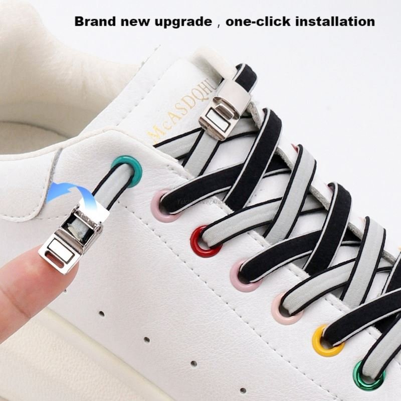 Double color Elastic Shoelaces Sneakers for Shoelace Kids Adult Laces One Size Fits All Shoes Magnetic Lock No tie Shoe laces