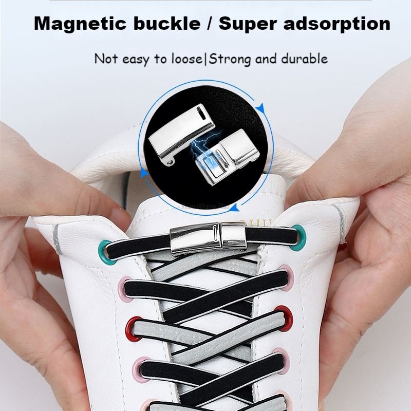 Double color Elastic Shoelaces Sneakers for Shoelace Kids Adult Laces One Size Fits All Shoes Magnetic Lock No tie Shoe laces