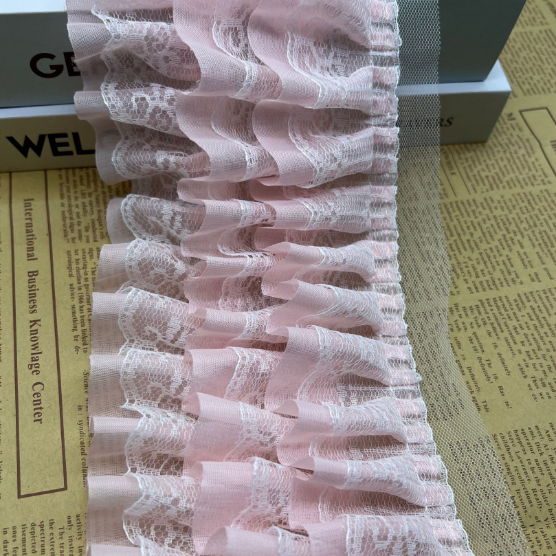 breathable 3 layers chiffon Stretchy tulle ruffle lace trim mesh lace ribbon For children skirt women's dress clothing Curtain