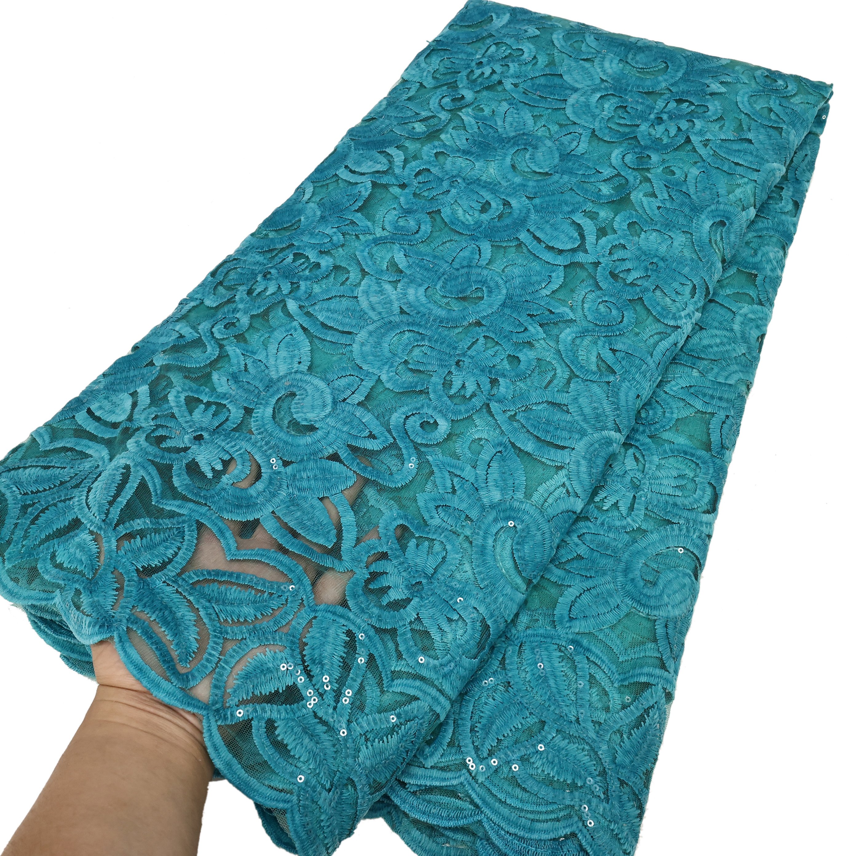 NI.AI Nigerian Lace Fabric Sequin Fabric With Embroidery Stone Fabrics Laces for Women Party Dress