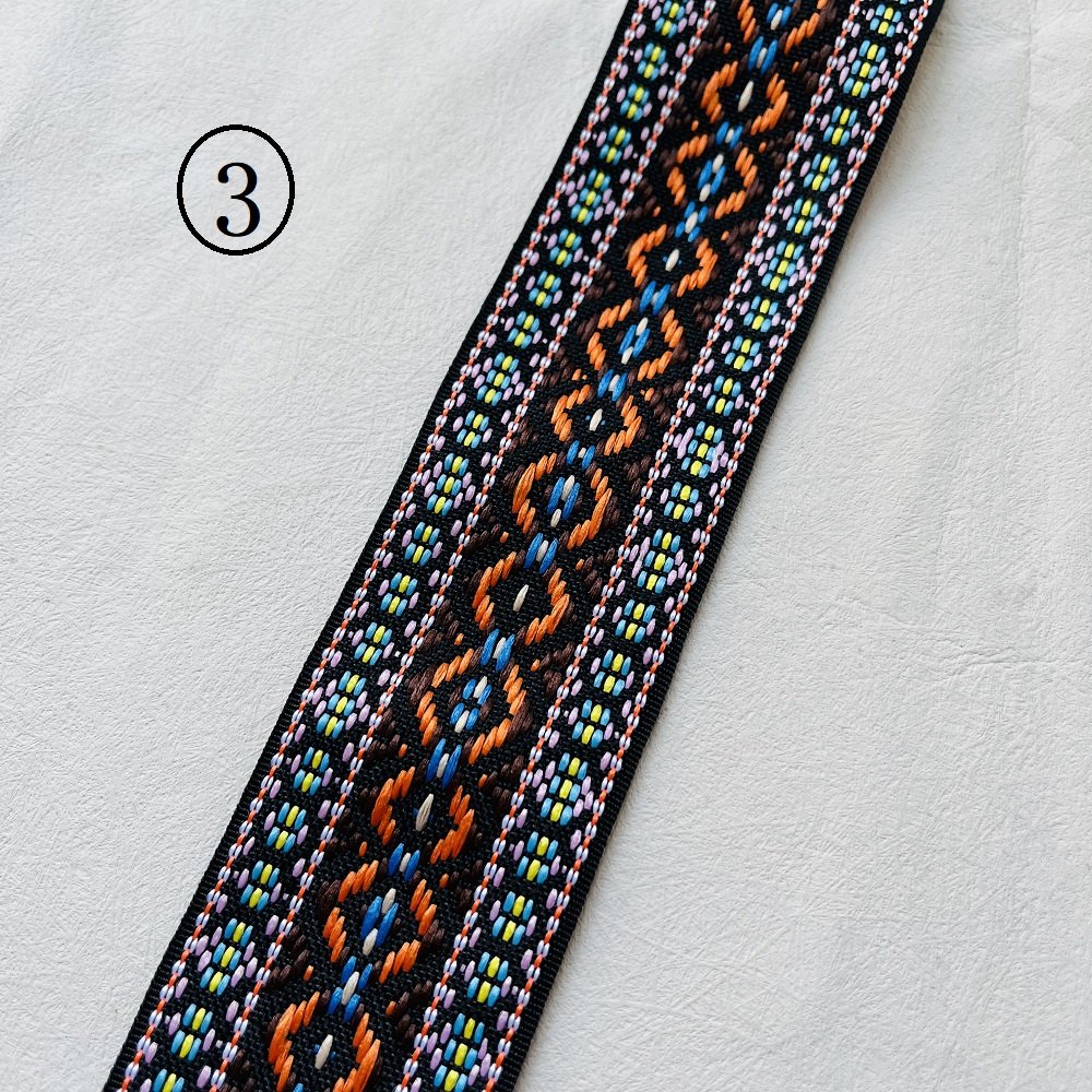 Ethnic Style Lace Jacquard Webbing Woven Tape For Garment Accessories Width 5 cm ST-970