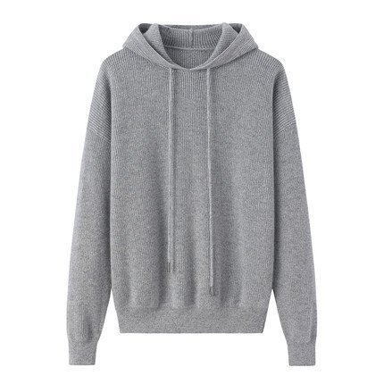 100% Luxury cashmere cashmere hoodie rib knit sweater for women