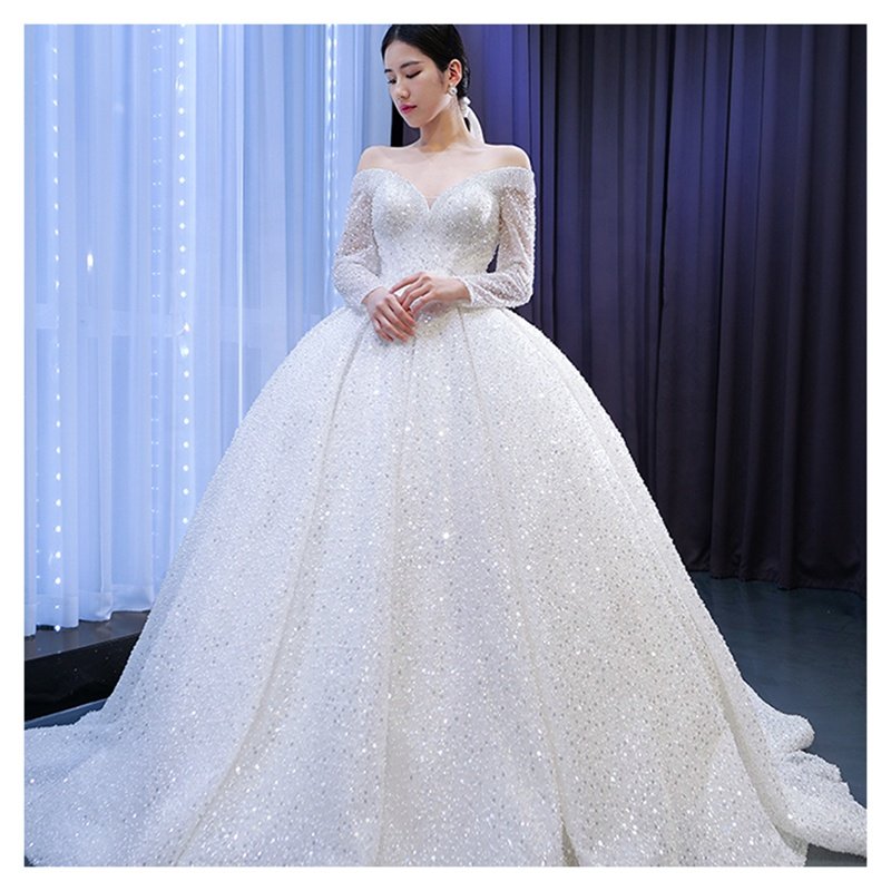 Crystal Sequins Bridal Luxury Embroidery Beads Wedding Tulle White Beaded Lace Fabric