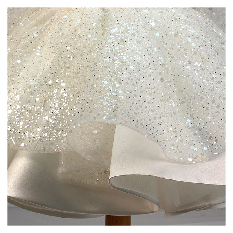 Crystal Sequins Bridal Luxury Embroidery Beads Wedding Tulle White Beaded Lace Fabric