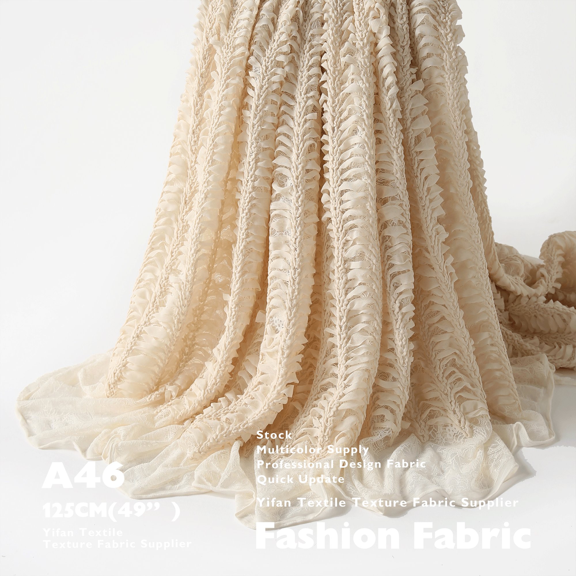 25ss Fashion Fabrics Polyester Chiffon Fishbone Texture Embroidery Laces Fabrics For Women Dress Vest Dancewear