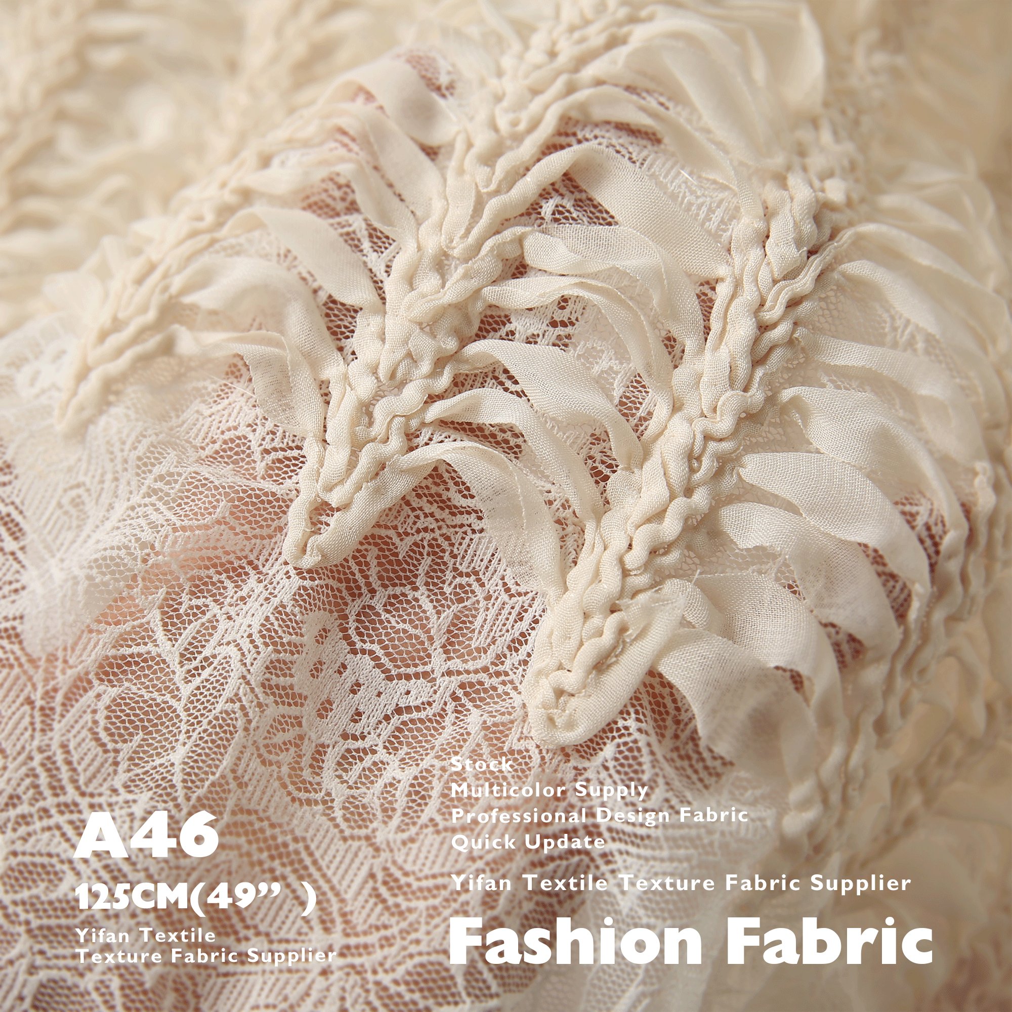 25ss Fashion Fabrics Polyester Chiffon Fishbone Texture Embroidery Laces Fabrics For Women Dress Vest Dancewear