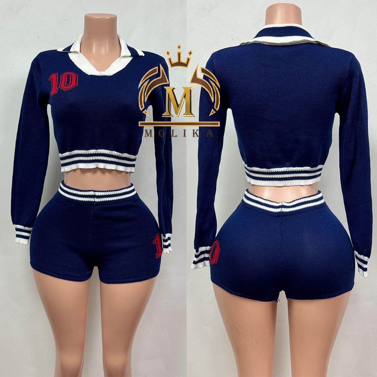Spring Fall Women Outfits Knit Striped Crop Sweater And Shorts 2 Piece Sets Lady Y2k Two Piece Knit Sets Fall Women Clothing