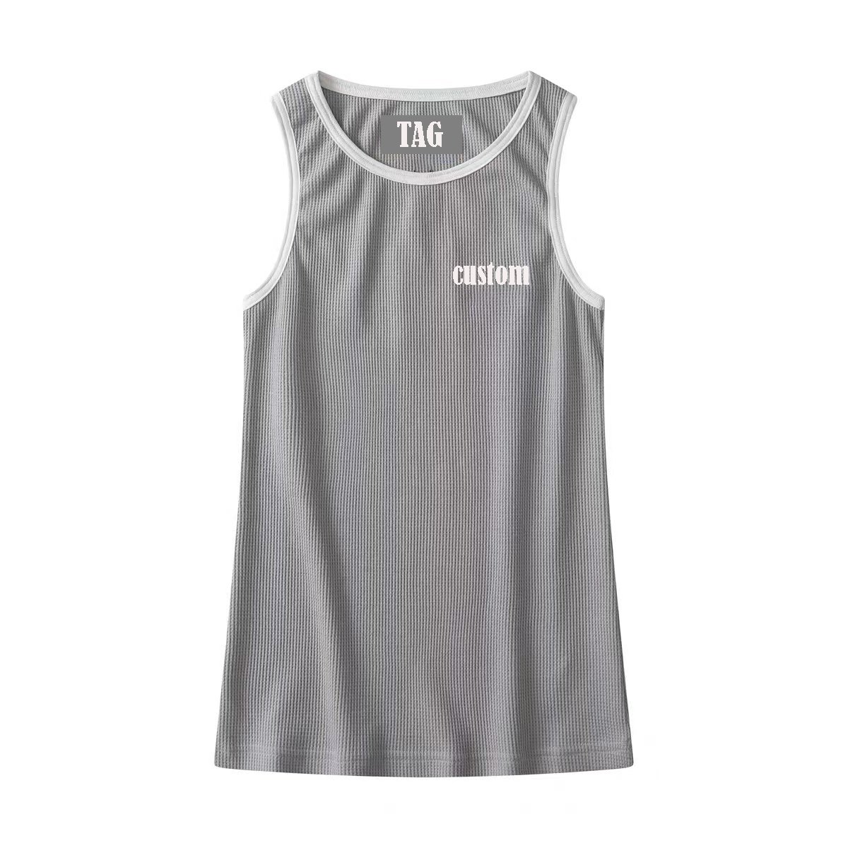 wholesale custom brand street wear sports slim fitness vest gym cotton spandex soft workout sleeveless ribbed tank top for men