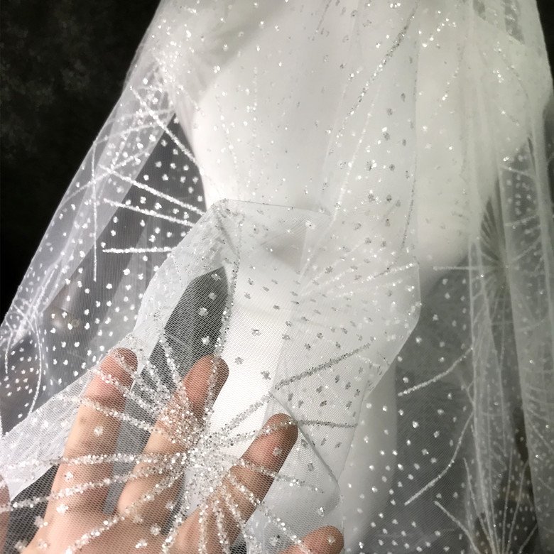 Bronzing silver gold black embroidery lace fabrics soft design tulle mesh lolita net lace fabrics for women dress