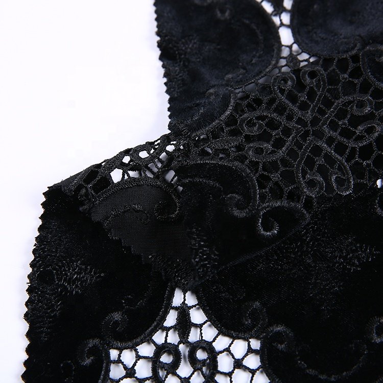 HA-11455C China manufacturer 100% polyester embroidered embroidered velvet chemical lace fabric