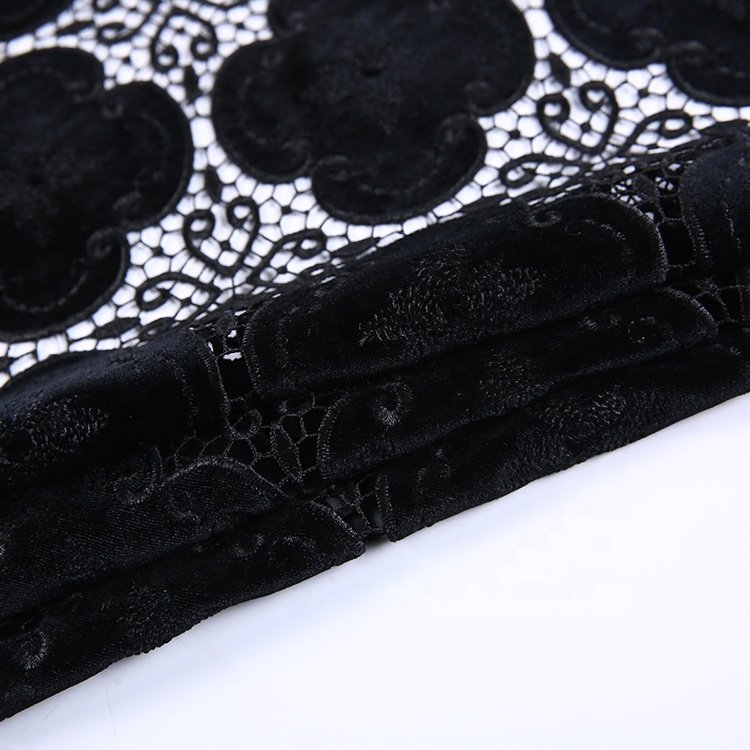 HA-11455C China manufacturer 100% polyester embroidered embroidered velvet chemical lace fabric