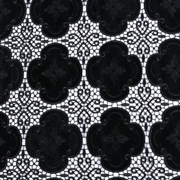 HA-11455C China manufacturer 100% polyester embroidered embroidered velvet chemical lace fabric