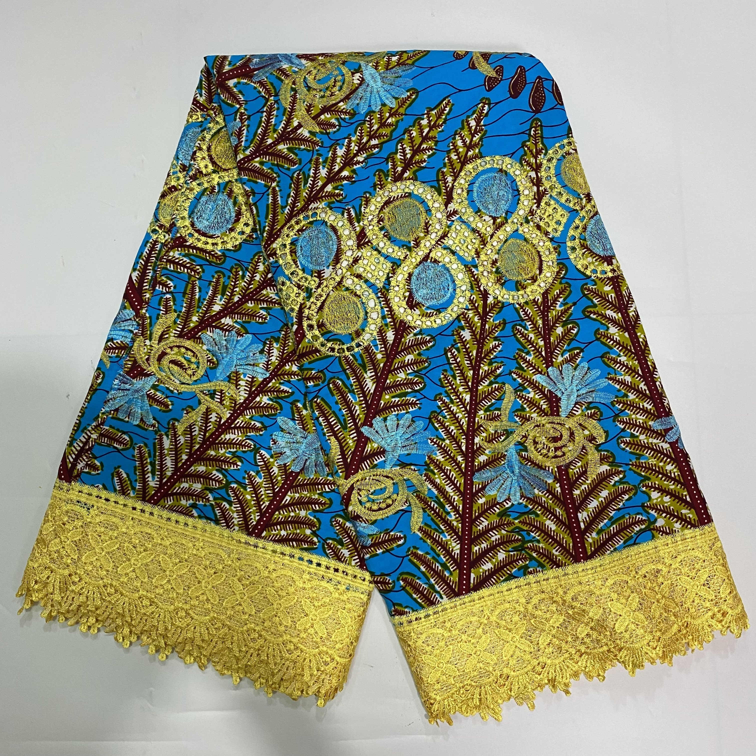 High Grade African Guipure Cord Lace Fabrics Cotton Ankara Wax Embroidery 6Yards Nigerian Wax Materials Sewing For Lady Clothes