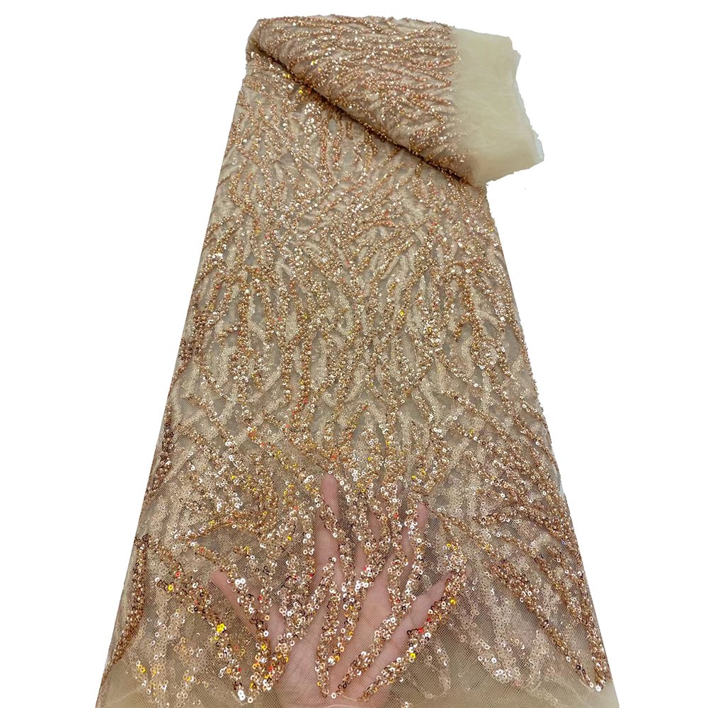Sinya New Sequins Embroidery Lace Fabrics With Beads High Quality Wedding Party Bridal Sequins Beads Lace Dress