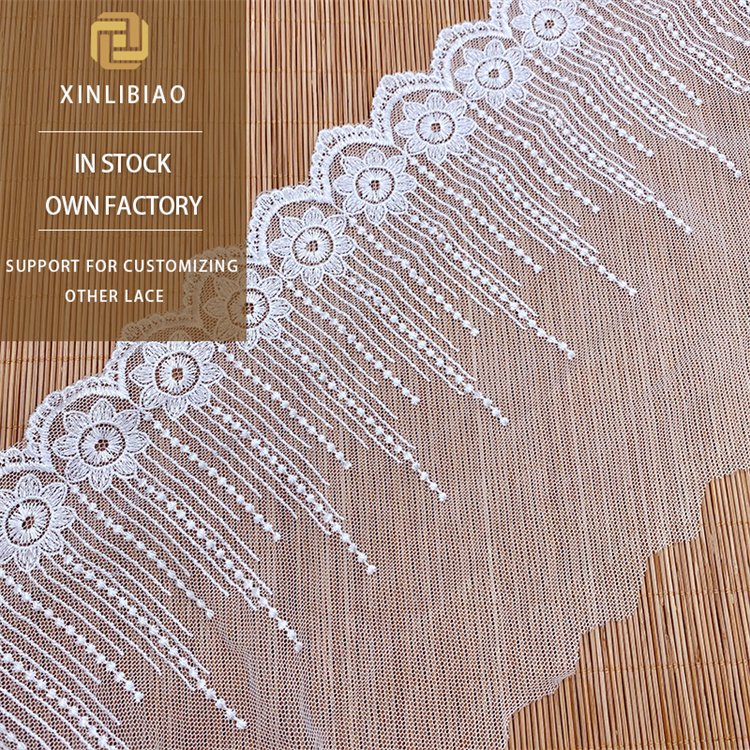 Mesh Wide Lace Embroidery Fabric for Home Decor Soft Wedding Cuff Accessories Floral Beaded Clothing Bar Code Decorations