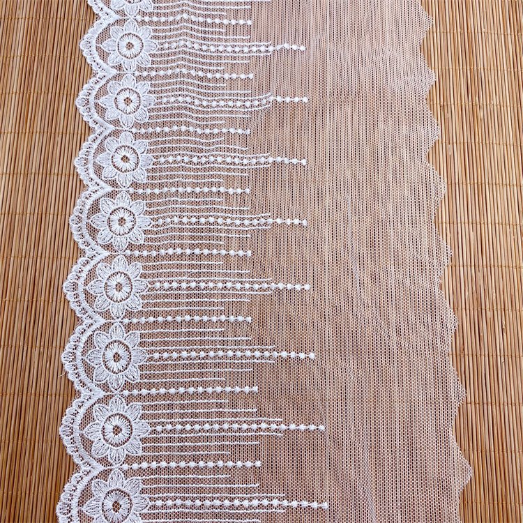 Mesh Wide Lace Embroidery Fabric for Home Decor Soft Wedding Cuff Accessories Floral Beaded Clothing Bar Code Decorations