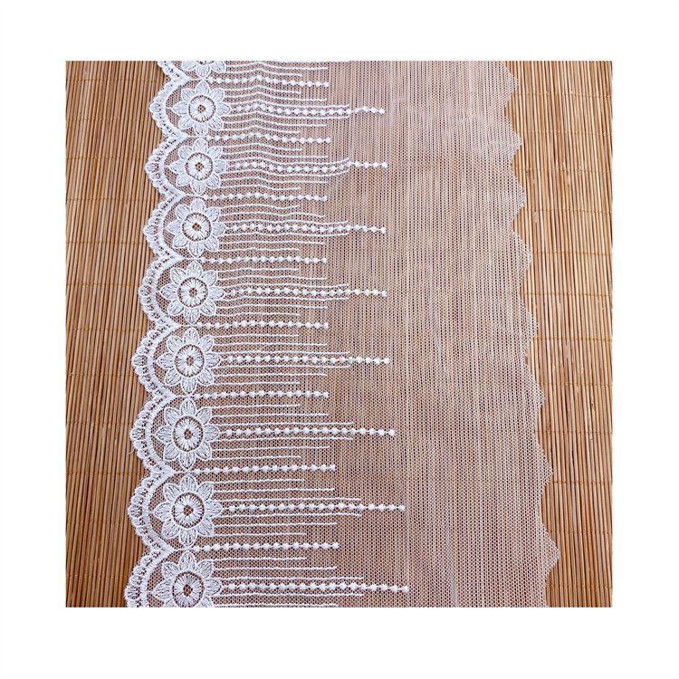 Mesh Wide Lace Embroidery Fabric for Home Decor Soft Wedding Cuff Accessories Floral Beaded Clothing Bar Code Decorations