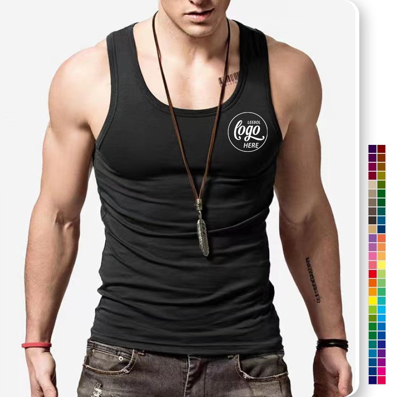 Custom High quality mens gym tank top custom logo men ribbed polyester tank tops men