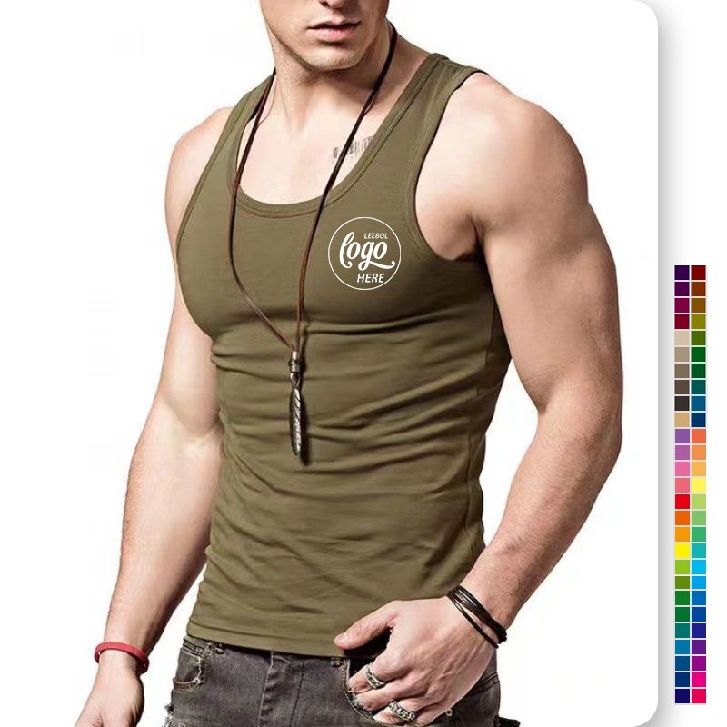 Custom High quality mens gym tank top custom logo men ribbed polyester tank tops men