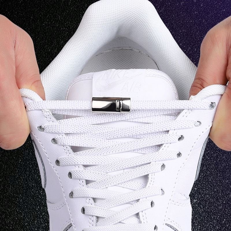 Wholesale fashion Colorful Magnetic metal button Shoelaces Leisure Lazy Laces For Kids And Adult Sneakers Elastic Shoe Laces